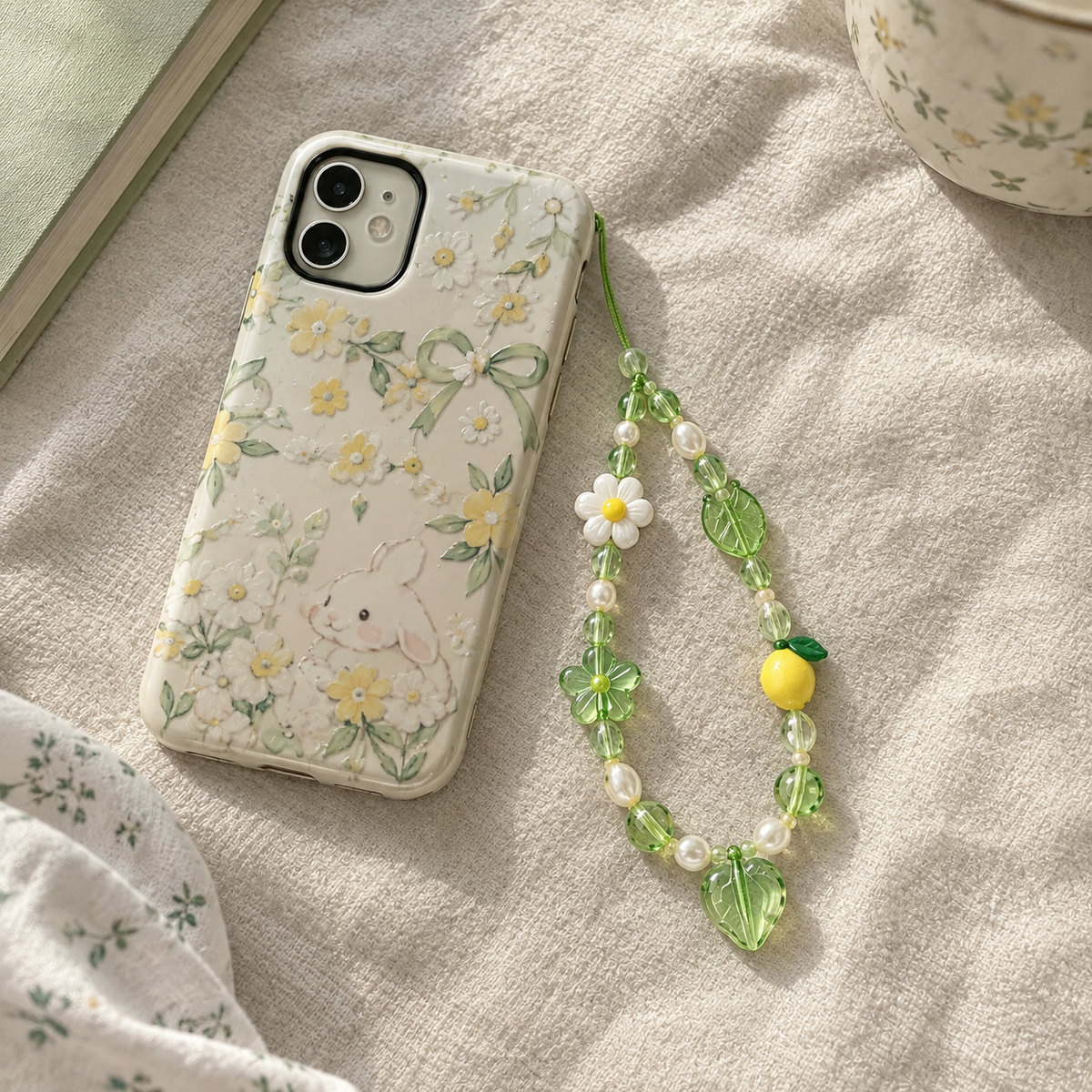 Green Lemon Daisy Phone Charm