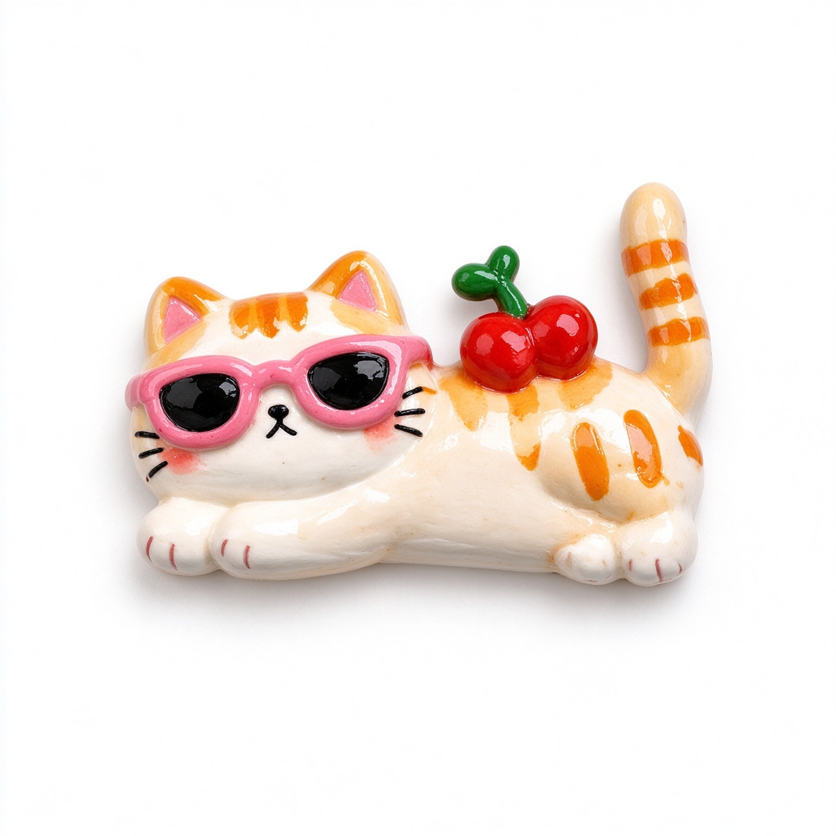 Cool Orange Cat with Pink Sunglasses Fridge Magnet