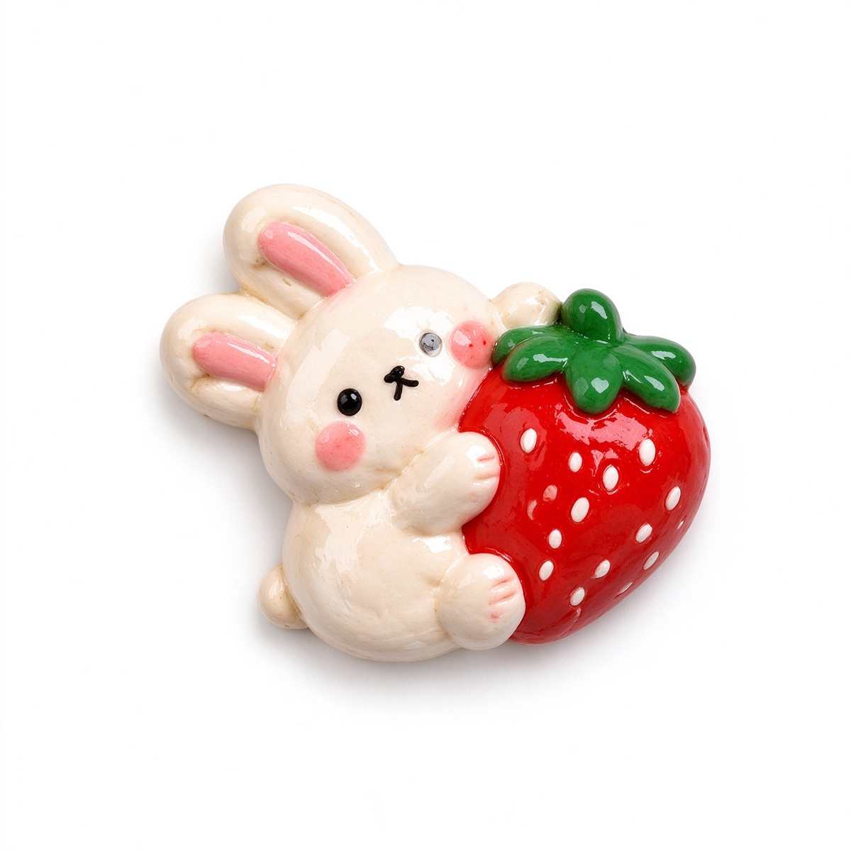Cute Bunny Hugging Strawberry Fridge Magnet