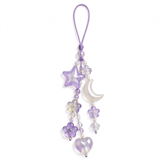 Purple Moon Star Phone Charm
