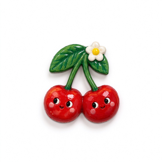 Kawaii Cherry Duo Ceramic Fridge Magnet