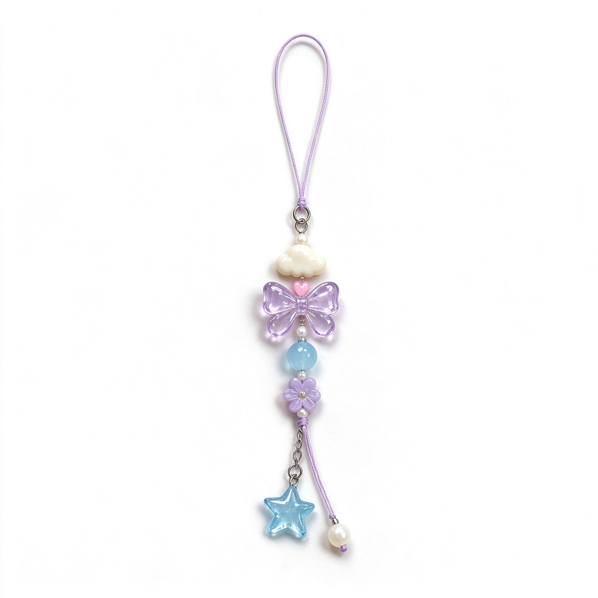 Lavender Butterfly & Blue Star Phone Charm