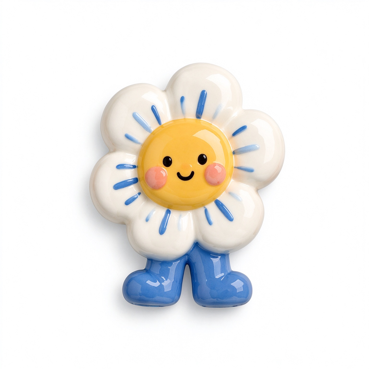 Smiling Sunflower Ceramic Fridge Magnet