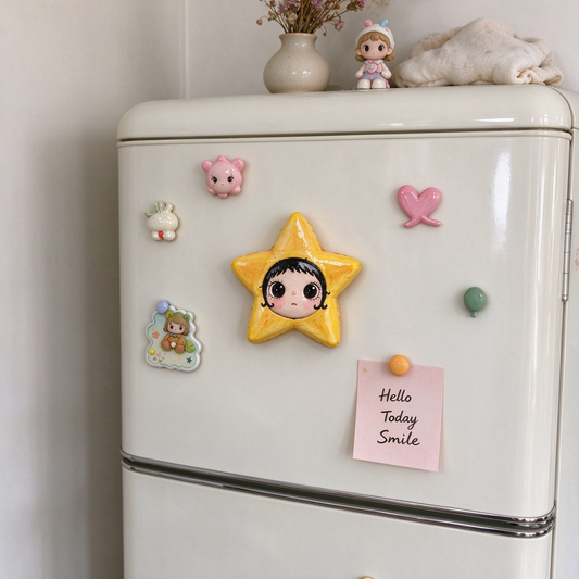 Big-Eyed Yellow Star Character Fridge Magnet