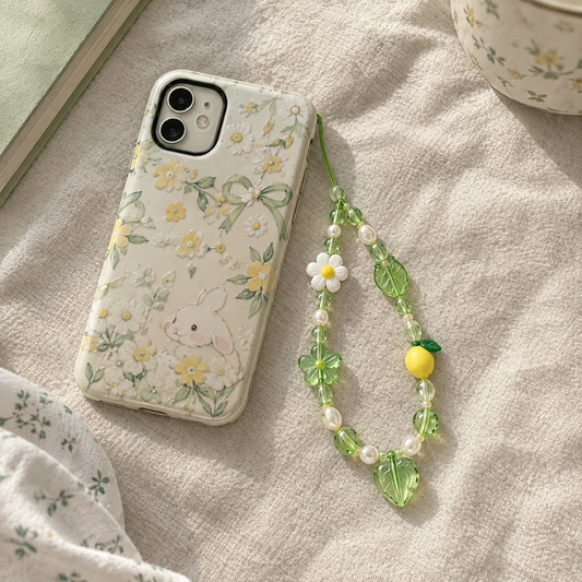 Green Lemon Daisy Phone Charm