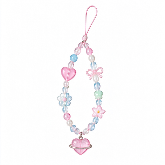 Pastel Pink Blue Heart Phone Charm