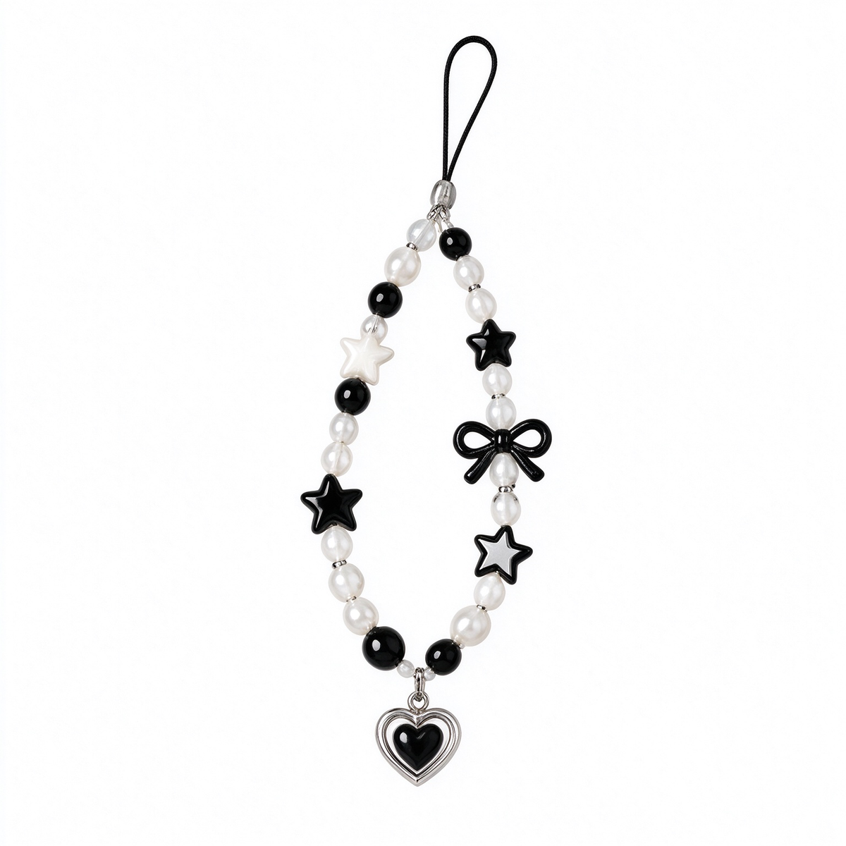 Black White Star Bow Phone Charm