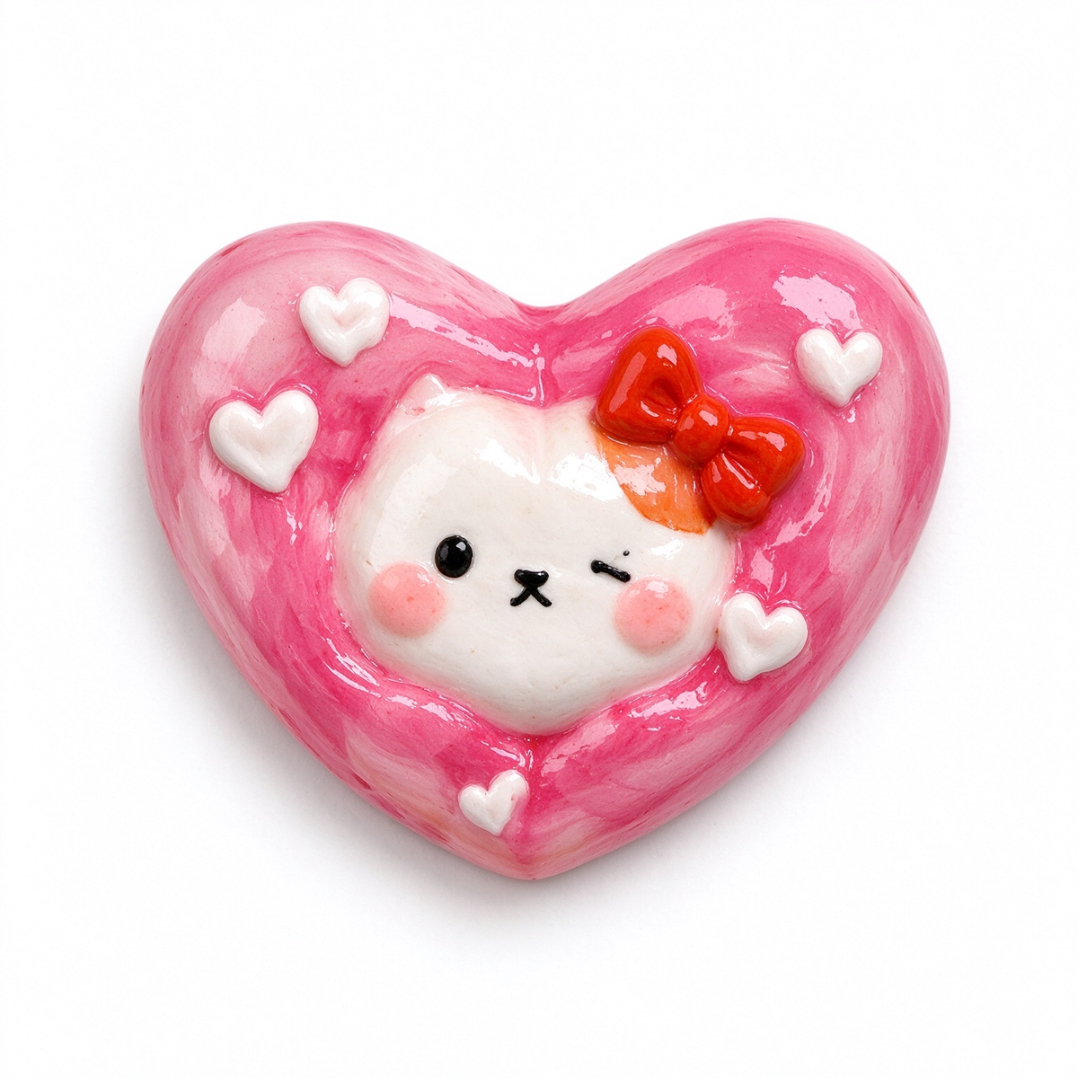 Pink Heart Bunny Character Fridge Magnet