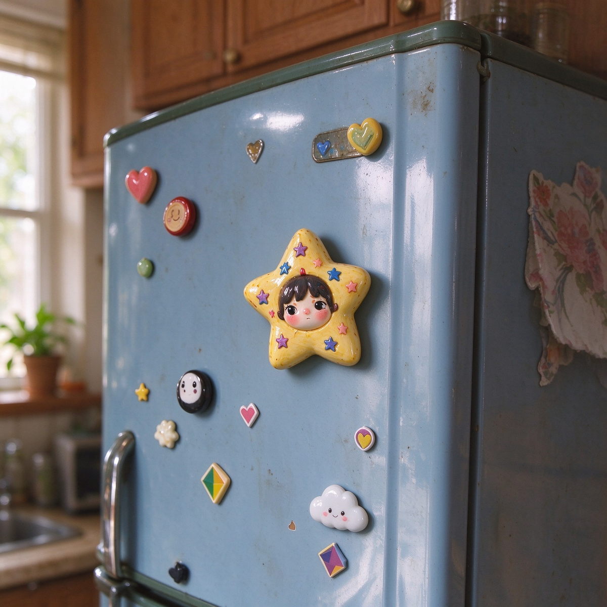 Whimsical Star Girl Ceramic Fridge Magnet