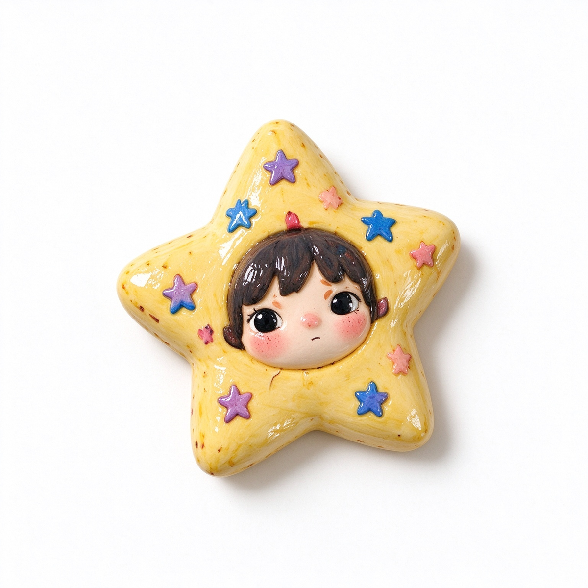 Whimsical Star Girl Ceramic Fridge Magnet