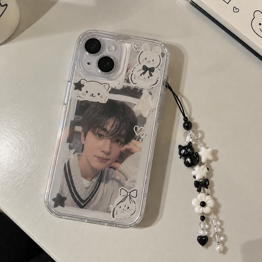 Black Cat Star Flower Phone Charm