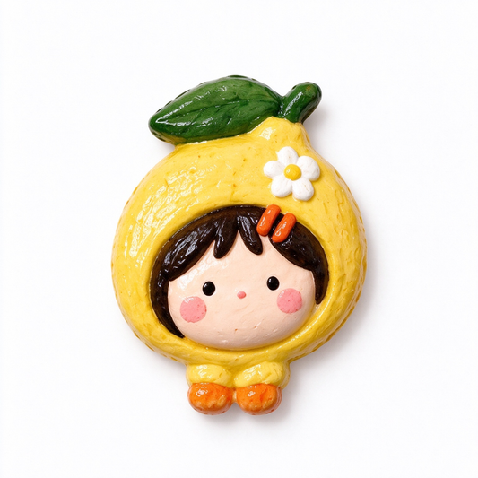 Cute Lemon Hood Girl Ceramic Fridge Magnet