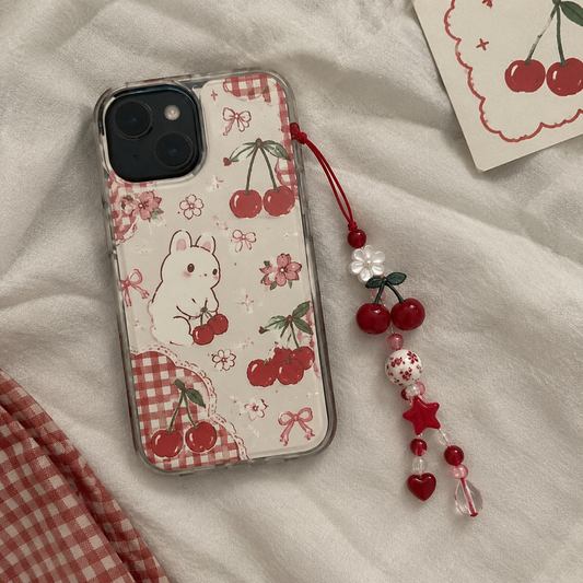 Red Cherry Star Heart Phone Charm