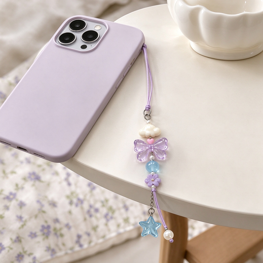 Lavender Butterfly & Blue Star Phone Charm