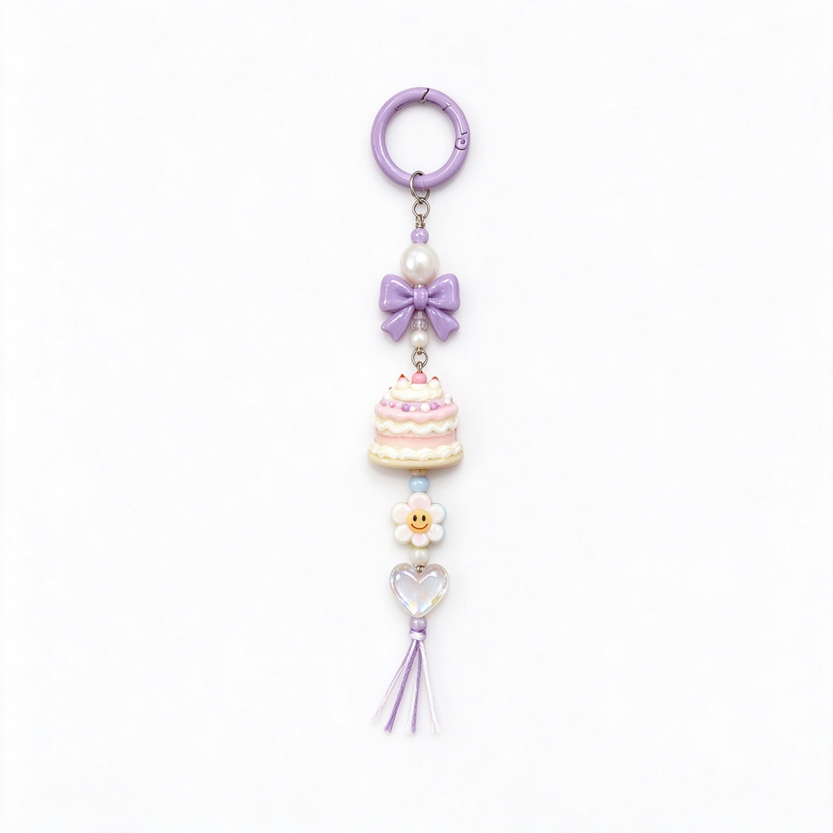 Lavender Cake Bow Flower Bag Charm