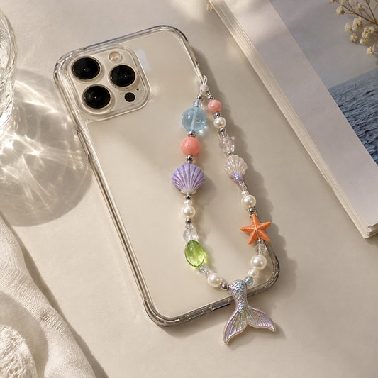 Pastel Mermaid Tail & Seashell Phone Charm