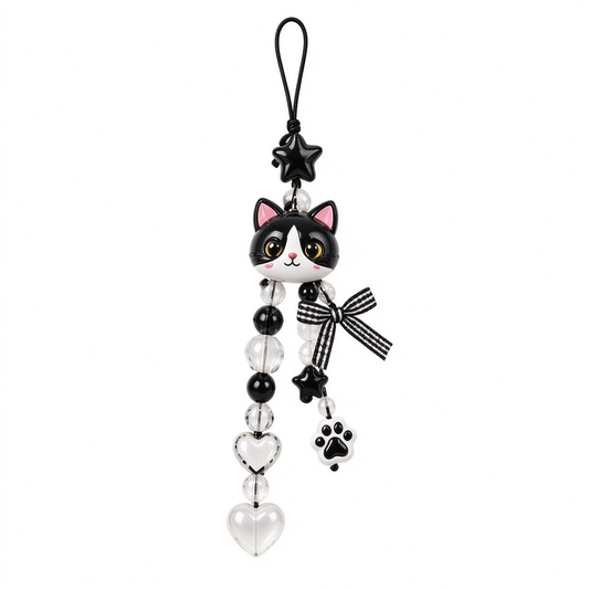 Black Cat Star Heart Phone Charm